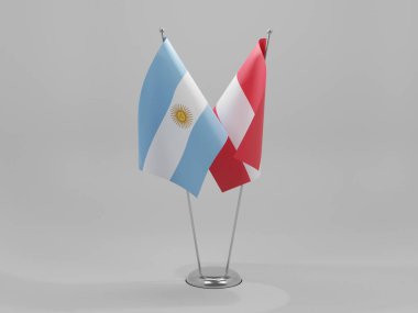 Avusturya - Arjantin İşbirliği Bayrakları, Beyaz Arkaplan - 3D Hazırlama