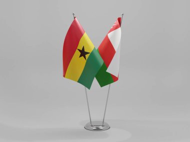 Umman - Gana İşbirliği Bayrakları, Beyaz Arkaplan - 3D Render