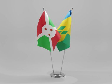Saint Vincent ve The Grenadines - Burundi İşbirliği Bayrakları, Beyaz Arkaplan - 3D Render
