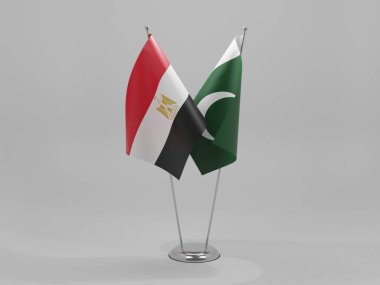 Pakistan - Mısır İşbirliği Bayrakları, Beyaz Arkaplan - 3D Yapılandırma