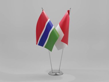 Monako - Gambiya İşbirliği Bayrakları, Beyaz Arkaplan - 3D Render