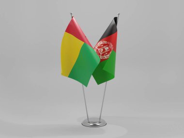 Afganistan - Gine Bissau İşbirliği Bayrakları, Beyaz Arkaplan - 3D Render
