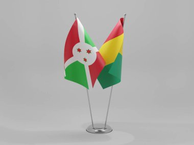 Gine - Burundi İşbirliği Bayrakları, Beyaz Arkaplan - 3D Render