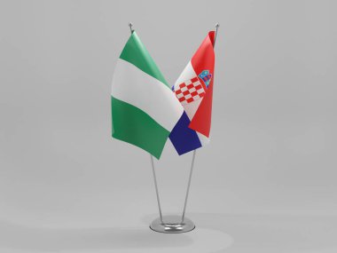 Hırvatistan - Nijerya İşbirliği Bayrakları, Beyaz Arkaplan - 3D Render