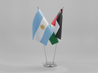 Ürdün - Arjantin İşbirliği Bayrakları, Beyaz Arkaplan - 3D Hazırlama