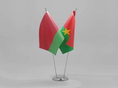 Burkina Faso - Belarus İşbirliği Bayrakları, Beyaz Arkaplan - 3D Render
