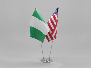 Liberya - Nijerya İşbirliği Bayrakları, Beyaz Arkaplan - 3D Render