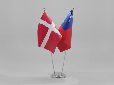 Samoa - Danimarka İşbirliği Bayrakları, Beyaz Arkaplan - 3D Render