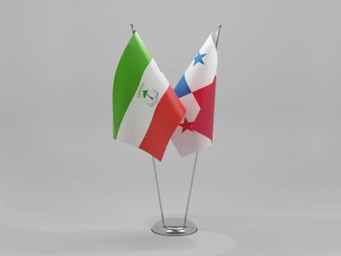 Panama - Ekvator Ginesi İşbirliği Bayrakları, Beyaz Arkaplan - 3D Yapılandırma