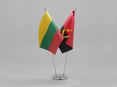 Angola - Litvanya İşbirliği Bayrakları, Beyaz Arkaplan - 3D Render