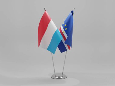 Cape Verde - Lüksemburg İşbirliği Bayrakları, Beyaz Arkaplan - 3D Render