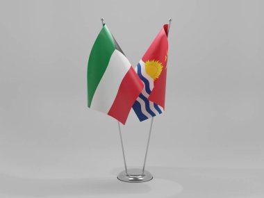 Kiribati - Kuveyt İşbirliği Bayrakları, Beyaz Arkaplan - 3D Render