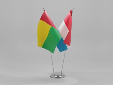 Lüksemburg - Gine Bissau İşbirliği Bayrakları, Beyaz Arkaplan - 3D Render