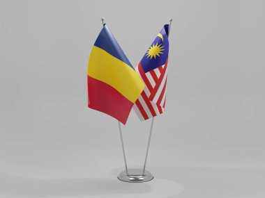Malezya - Çad İşbirliği Bayrakları, Beyaz Arkaplan - 3D Yapılandırma