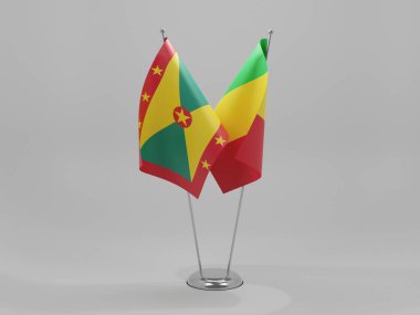 Mali - Grenada İşbirliği Bayrakları, Beyaz Arkaplan - 3D Renklendirme