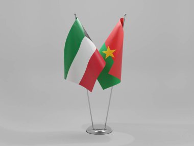 Burkina Faso - Kuveyt İşbirliği Bayrakları, Beyaz Arkaplan - 3D Render