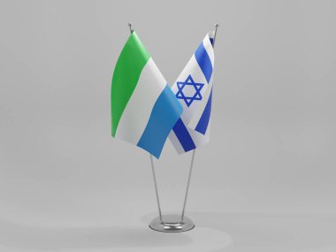 İsrail - Sierra Leone İşbirliği Bayrakları, Beyaz Arkaplan - 3D Render