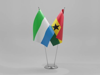 Gana - Sierra Leone İşbirliği Bayrakları, Beyaz Arkaplan - 3D Render