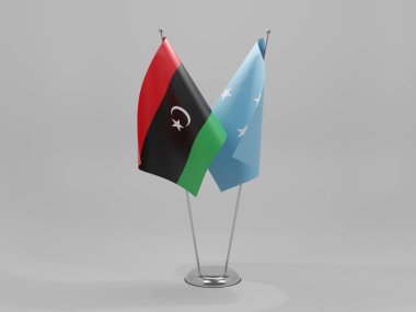 Mikronezya - Libya İşbirliği Bayrakları, Beyaz Arkaplan - 3D Render