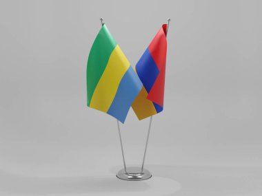 Ermenistan - Gabon İşbirliği Bayrakları, Beyaz Arkaplan - 3D Render