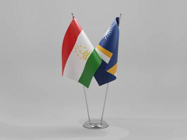 Marshall Adaları - Tacikistan İşbirliği Bayrakları, Beyaz Arkaplan - 3D Render