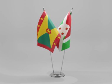 Burundi - Grenada İşbirliği Bayrakları, Beyaz Arkaplan - 3D Renklendirme