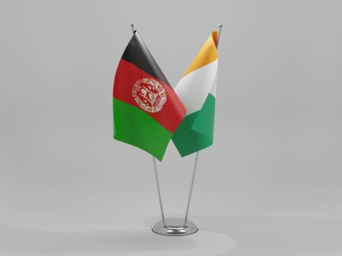 Cote D Ivoire - Afganistan İşbirliği Bayrakları, Beyaz Arkaplan - 3D Render