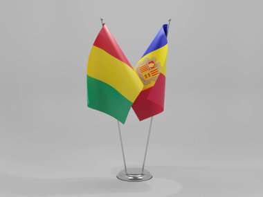 Andorra - Gine İşbirliği Bayrakları, Beyaz Arkaplan - 3D Render
