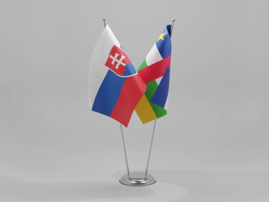 Orta Afrika Cumhuriyeti - Slovakya İşbirliği Bayrakları, Beyaz Arkaplan - 3D Render