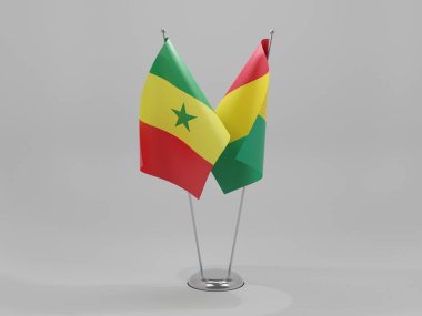 Gine - Senegal İşbirliği Bayrakları, Beyaz Arkaplan - 3D Render