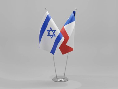 Şili - İsrail İşbirliği Bayrakları, Beyaz Arkaplan - 3D Yapılandırma