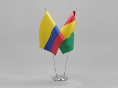 Gine - Kolombiya İşbirliği Bayrakları, Beyaz Arkaplan - 3D Render