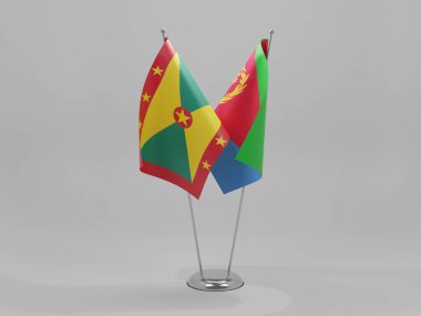 Eritre - Grenada İşbirliği Bayrakları, Beyaz Arkaplan - 3D Renklendirme