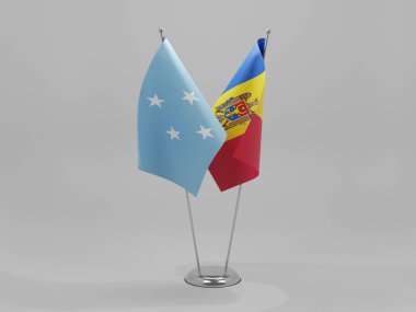 Moldova - Mikronezya İşbirliği Bayrakları, Beyaz Arkaplan - 3D Render