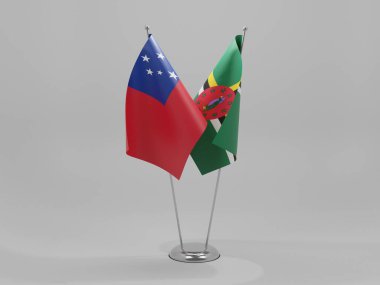 Dominica - Samoa İşbirliği Bayrakları, Beyaz Arkaplan - 3D Render