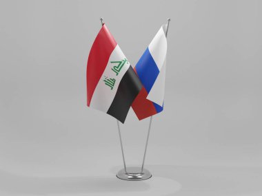 Rusya - Irak İşbirliği Bayrakları, Beyaz Arkaplan - 3D Yapılandırma