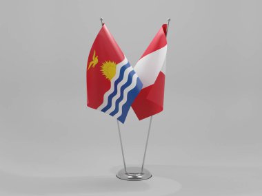 Peru - Kiribati İşbirliği Bayrakları, Beyaz Arkaplan - 3D Render