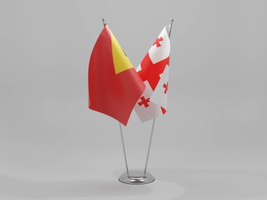 Georgia - Doğu Timor İşbirliği Bayrakları, Beyaz Arkaplan - 3D Render