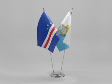 San Marino - Cape Verde İşbirliği Bayrakları, Beyaz Arkaplan - 3D Render