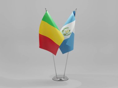 Guatemala - Mali İşbirliği Bayrakları, Beyaz Arkaplan - 3D Render