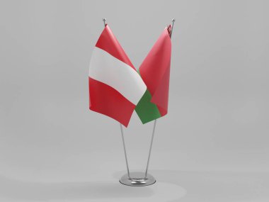 Belarus - Peru İşbirliği Bayrakları, Beyaz Arkaplan - 3D Render