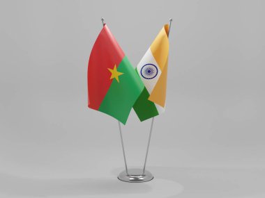 Hindistan - Burkina Faso İşbirliği Bayrakları, Beyaz Arkaplan - 3D Render