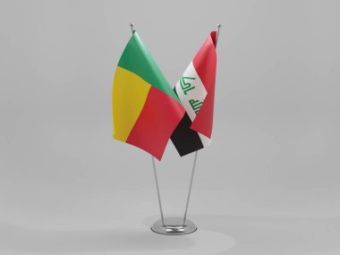 Irak - Benin İşbirliği Bayrakları, Beyaz Arkaplan - 3D Yapılandırma