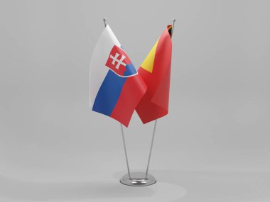Doğu Timor - Slovakya İşbirliği Bayrakları, Beyaz Arkaplan - 3D Render