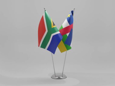 Orta Afrika Cumhuriyeti - Güney Afrika İşbirliği Bayrakları, Beyaz Arkaplan - 3D Render