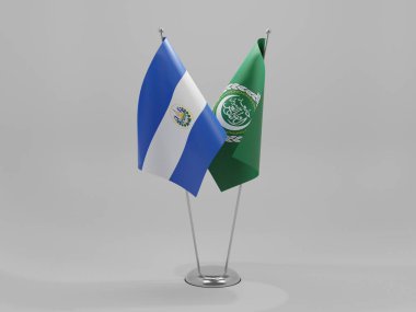 Arap Birliği - El Salvador İşbirliği Bayrakları, Beyaz Arkaplan - 3D Render