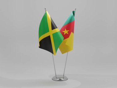Kamerun - Jamaika İşbirliği Bayrakları, Beyaz Arkaplan - 3D Render