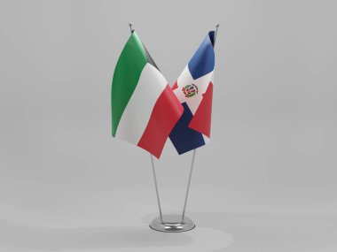 Dominik Cumhuriyeti - Kuveyt İşbirliği Bayrakları, Beyaz Arkaplan - 3D Render