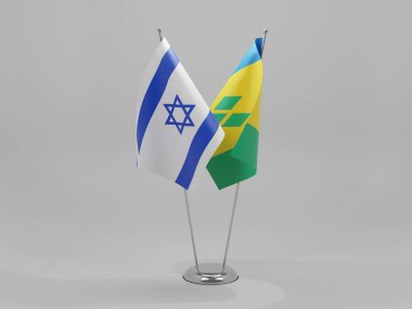 Saint Vincent ve The Grenadines - İsrail İşbirliği Bayrakları, Beyaz Arkaplan - 3D