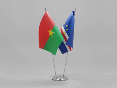 Cape Verde - Burkina Faso İşbirliği Bayrakları, Beyaz Arkaplan - 3D Render